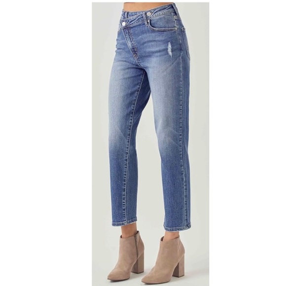 NEW Risen Los Angeles High-Rise Crossover Tapered Denim Jeans RDP5060 Size 15/32 - Picture 11 of 16